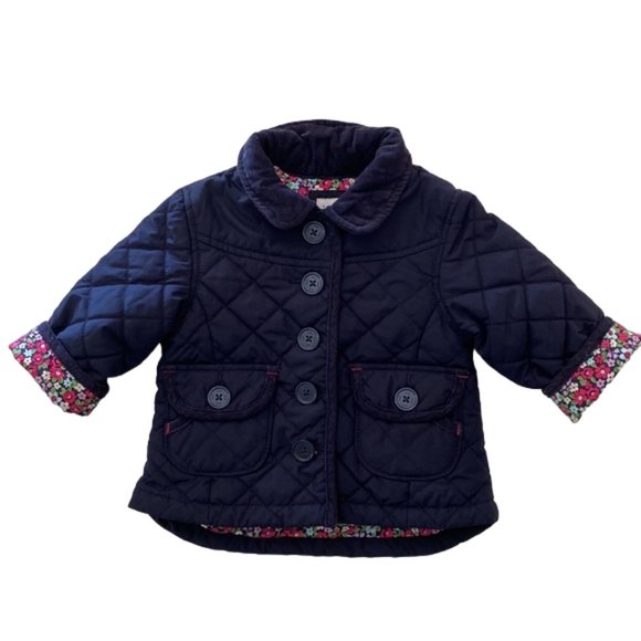 Baby Gap Navy Blue Quilted Corduroy Collar Jacket 6-12 Months - Picture 9 of 12